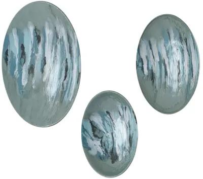 Spindrift Dimensional Wall Art - Set of 3 Seafoam Green Enamel