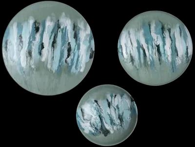 Spindrift Dimensional Wall Art - Set of 3 Seafoam Green Enamel