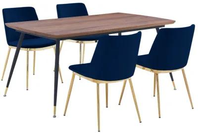 Messina Blue Velvet 5 Piece Rectangular Dining Set