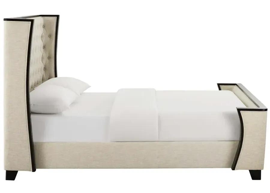 Galia Queen Upholstered Linen Fabric Platform Bed