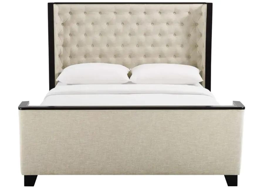 Galia Queen Upholstered Linen Fabric Platform Bed