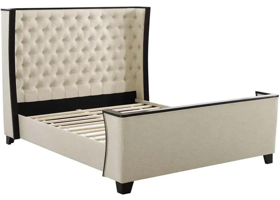 Galia Queen Upholstered Linen Fabric Platform Bed