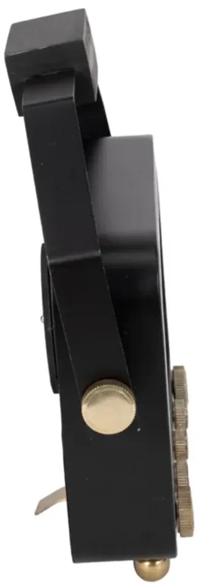 12" Footed Clock With Handle, Black/gold