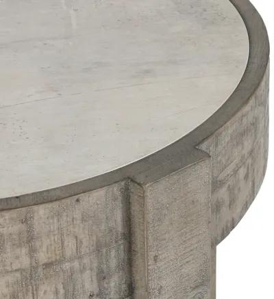 Sonoma 26" Round Reclaimed Pine End Table in Distressed Gray 