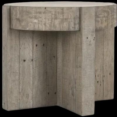 Sonoma 26" Round Reclaimed Pine End Table in Distressed Gray 