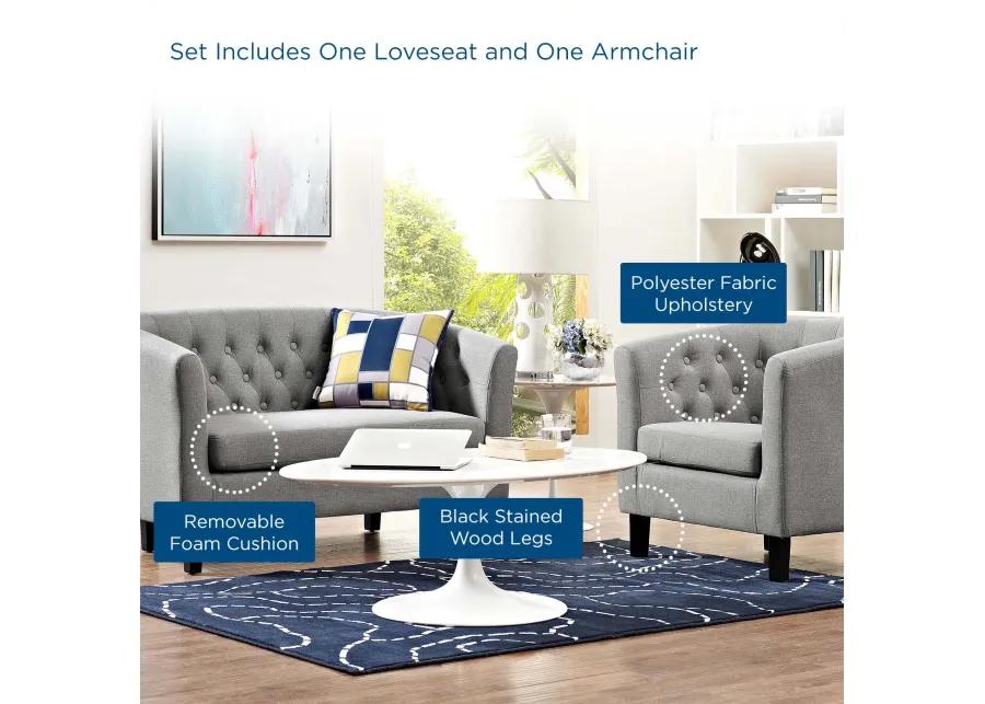 Prospect 2 Piece Upholstered Fabric Loveseat and Armchair Set