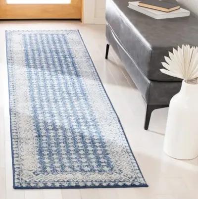 Brentwood 899 Navy / Beige 2' X 10' Runner Powerloomed Rug