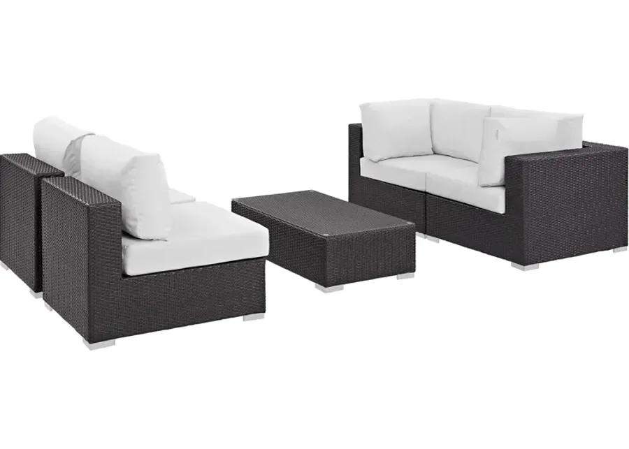 Convene 5 Piece Outdoor Patio Sectional Set