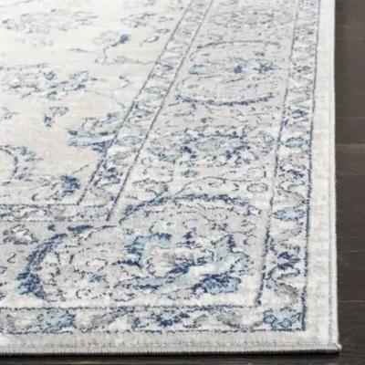 Brentwood 854 Light Grey / Blue 2' X 12' Runner Powerloomed Rug