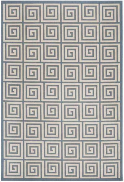 LINDEN 129 Collection LND129N-5 Cream / Blue 5'-3" X 7'-6"