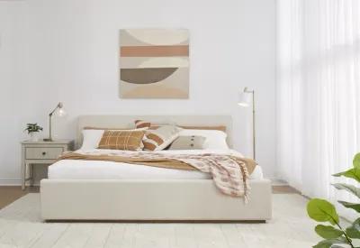 Louis Full-size Upholstered Platform Bed in Natural Linen