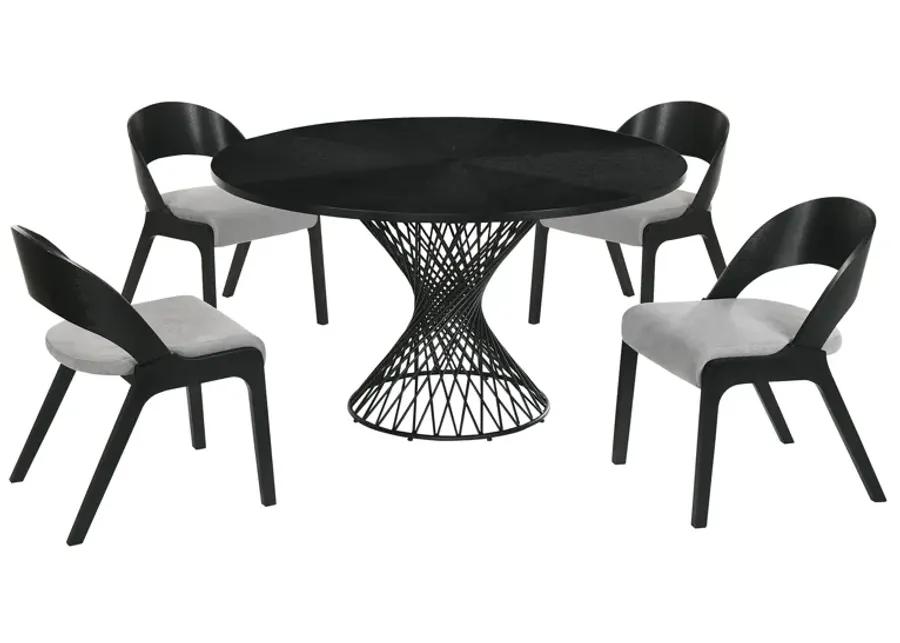 Cirque and Polly 5 Piece Black Round Dining Set