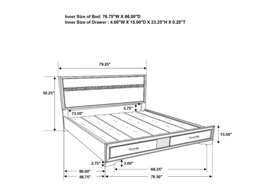 Miranda California King 2-drawer Storage Bed White