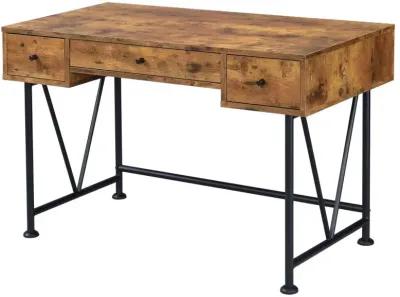 Belfield 3-Drawer Writing Desk Antique Nutmeg And Black