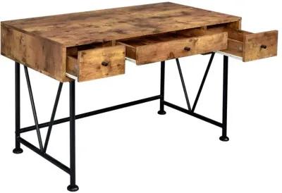 Belfield 3-Drawer Writing Desk Antique Nutmeg And Black