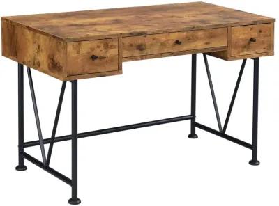 Belfield 3-Drawer Writing Desk Antique Nutmeg And Black