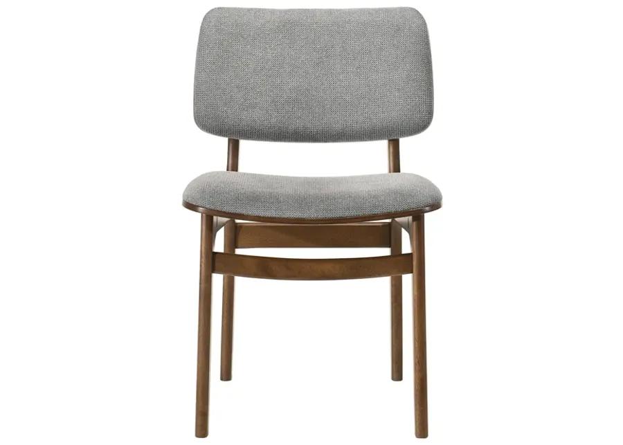 Lima Gray Upholstered Wood Dining Chairs in Walnut Finish - Set of 2