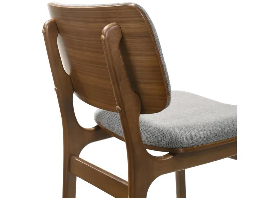 Lima Gray Upholstered Wood Dining Chairs in Walnut Finish - Set of 2