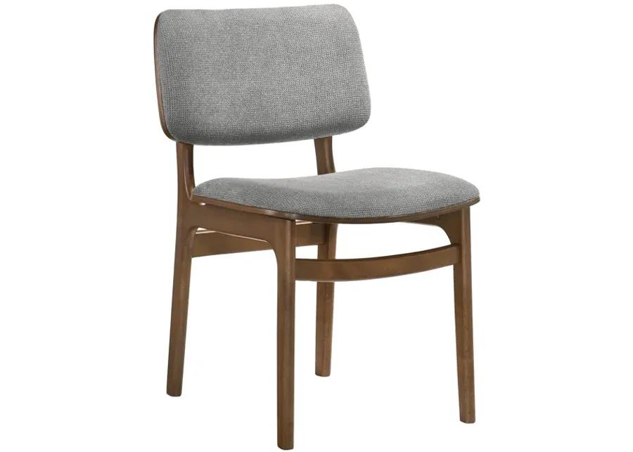 Lima Gray Upholstered Wood Dining Chairs in Walnut Finish - Set of 2