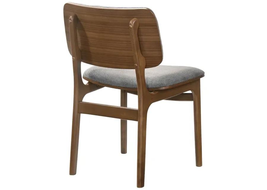 Lima Gray Upholstered Wood Dining Chairs in Walnut Finish - Set of 2