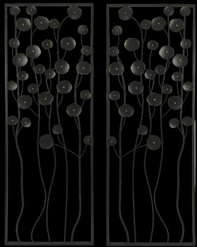 S/2 36" Dainty Flowers Metal Wall Decor, Black/gol