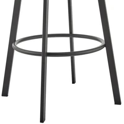 Noran Swivel Counter Stool in Black Metal with Black Faux Leather