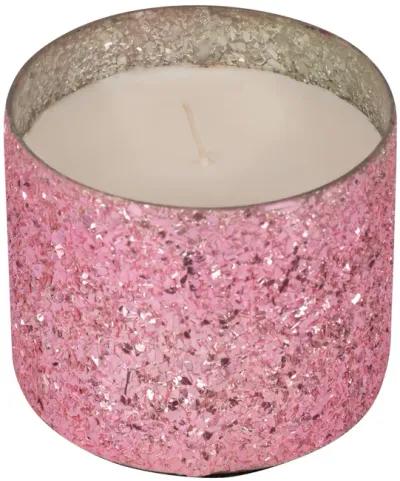 Glass, 5" 26 Oz Crackled Scented Candle, Pink