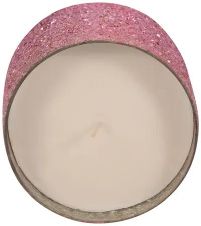 Glass, 5" 26 Oz Crackled Scented Candle, Pink