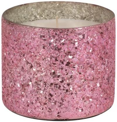 Glass, 5" 26 Oz Crackled Scented Candle, Pink