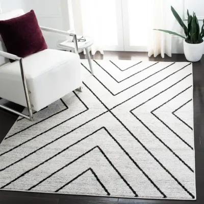 ADIRONDACK Contemporary Ivory / Grey 2'-6" X 8' Powerloomed Rug