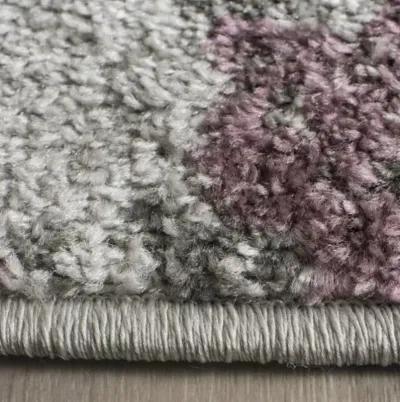 Adirondack Contemporary Light Grey / Purple 2'-6" X 12' Powerloomed Rug