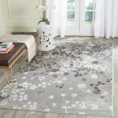 Adirondack Contemporary Light Grey / Purple 2'-6" X 12' Powerloomed Rug