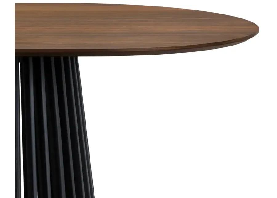 Pasadena 79" Wood Oval Dining Table with Walnut Finish and Black Base