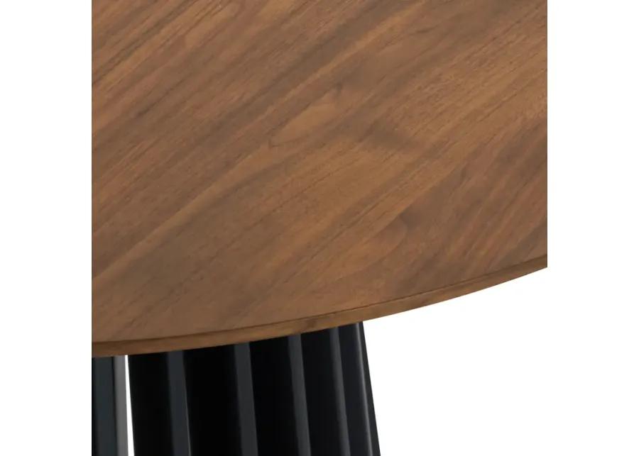 Pasadena 79" Wood Oval Dining Table with Walnut Finish and Black Base