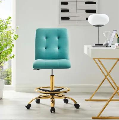 Prim Armless Performance Velvet Drafting Chair