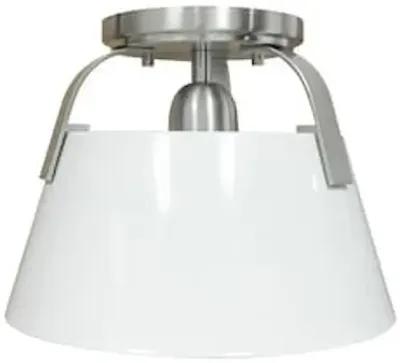 Jepson 9.5'' Wide 1-Light Semi Flush Mount - Matte White with Brushed Nickel