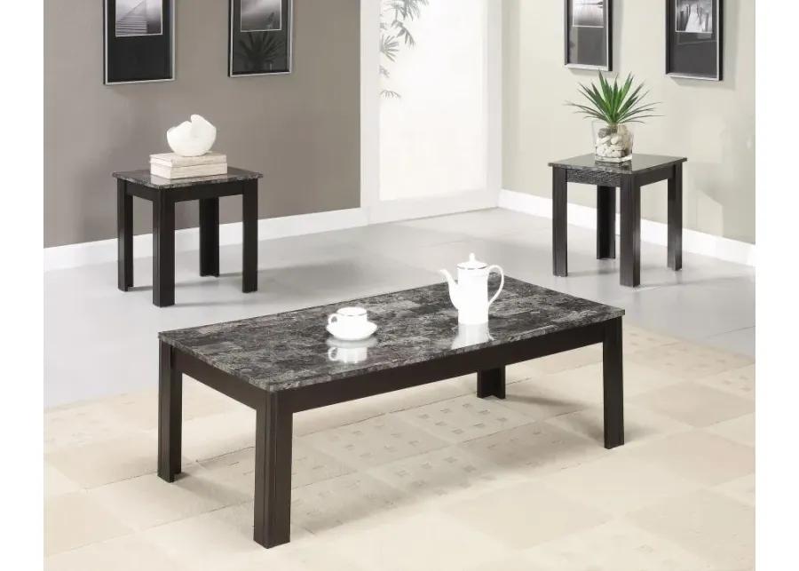 Rhodes 3-piece Faux-marble Top Occasional Table Set Black