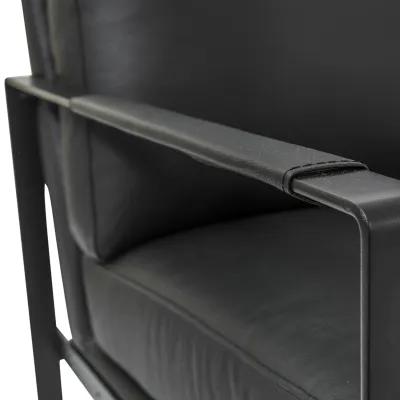 Bettina Lounge Chair in Black Leather with Black Frame