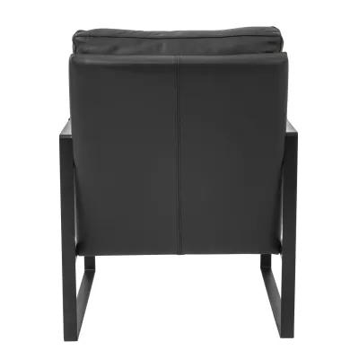 Bettina Lounge Chair in Black Leather with Black Frame