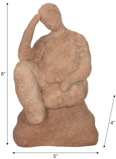 8" Thinking Man On Rock, Terracotta