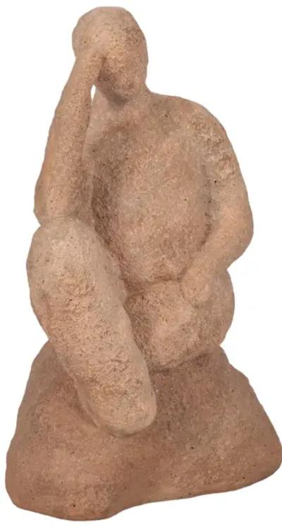 8" Thinking Man On Rock, Terracotta