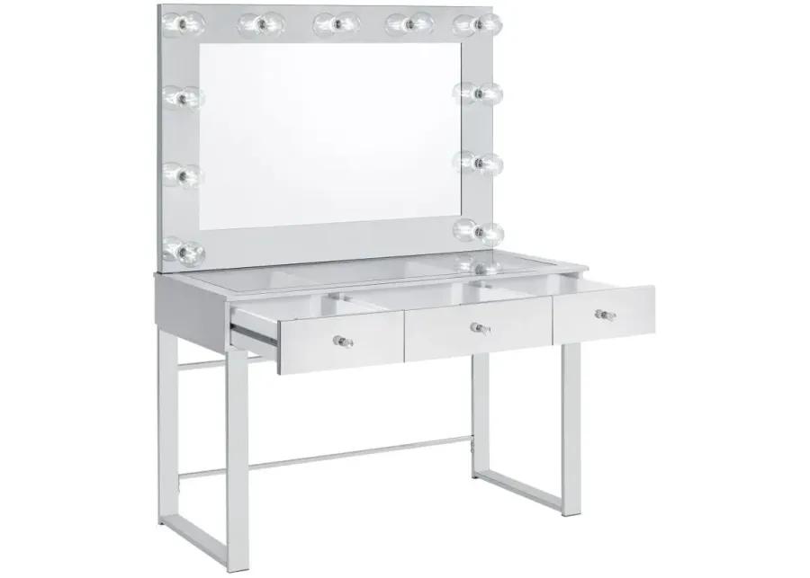 Umbridge 3-drawer Vanity with Lighting Chrome and White