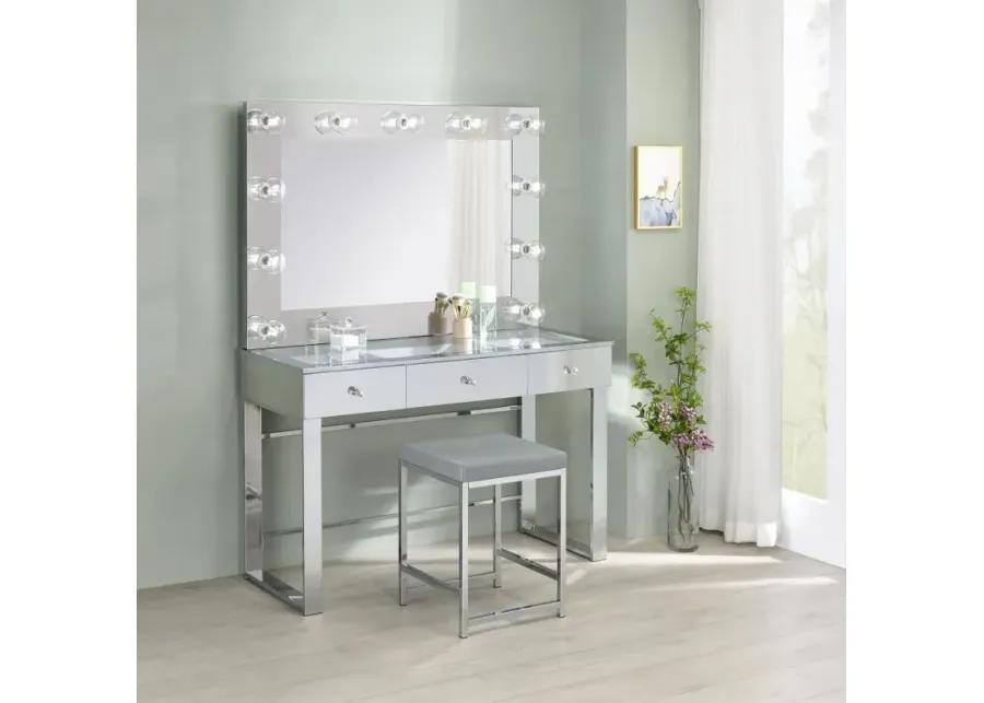 Umbridge 3-drawer Vanity with Lighting Chrome and White