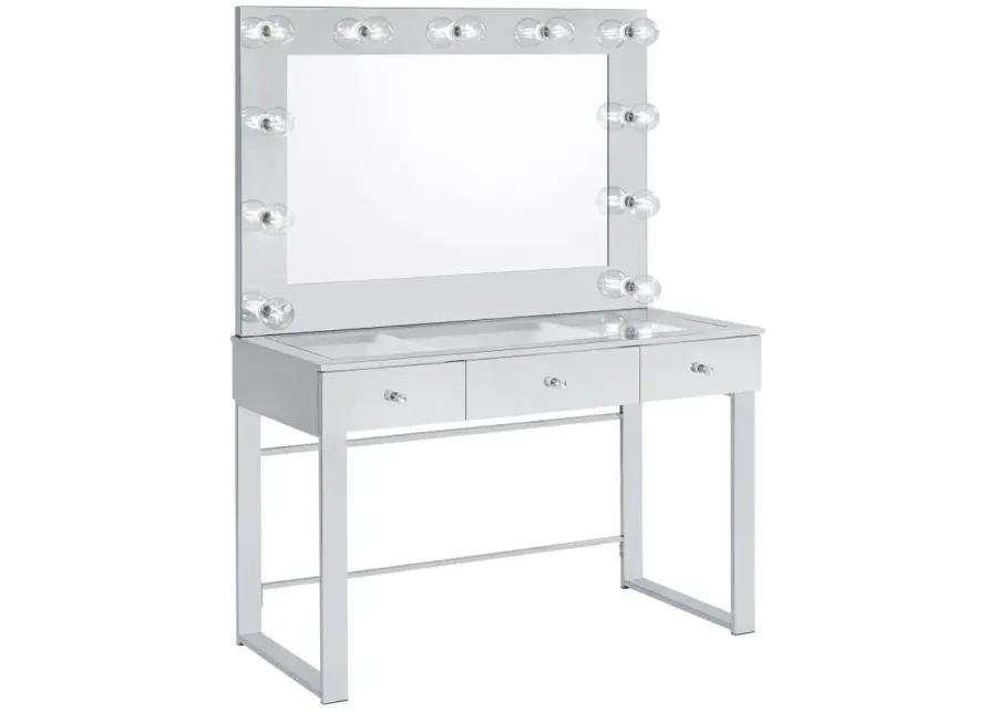 Umbridge 3-drawer Vanity with Lighting Chrome and White