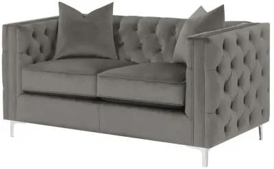 Phoebe Tufted Tuxedo Arms Loveseat Urban Bronze