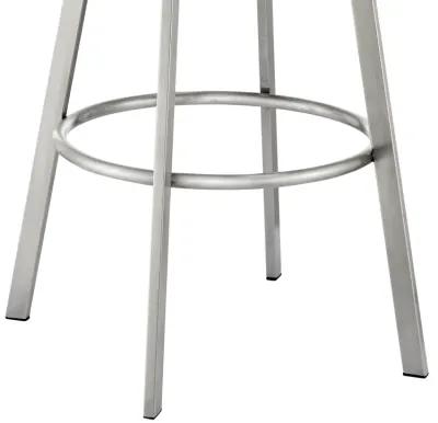 Eleanor 30" Swivel Bar Stool in Brushed Stainless Steel with Gray Faux Leather