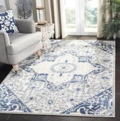 Brentwood 816 Cream / Blue 4' X 6' Small Rectangle Powerloomed Rug