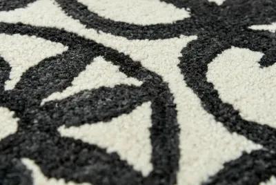 Matrix Black/White Scroll Wool/Recycled Polyester 5' x 7'6" Rectangle Rug