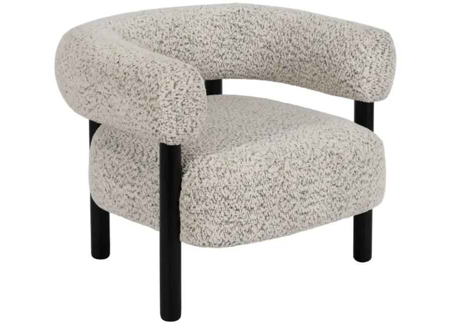 Roundback Accent Chair W/ Wood Legs, Speckled Wht