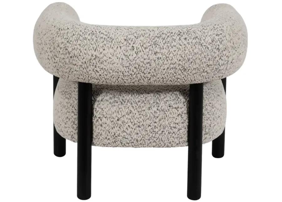 Roundback Accent Chair W/ Wood Legs, Speckled Wht